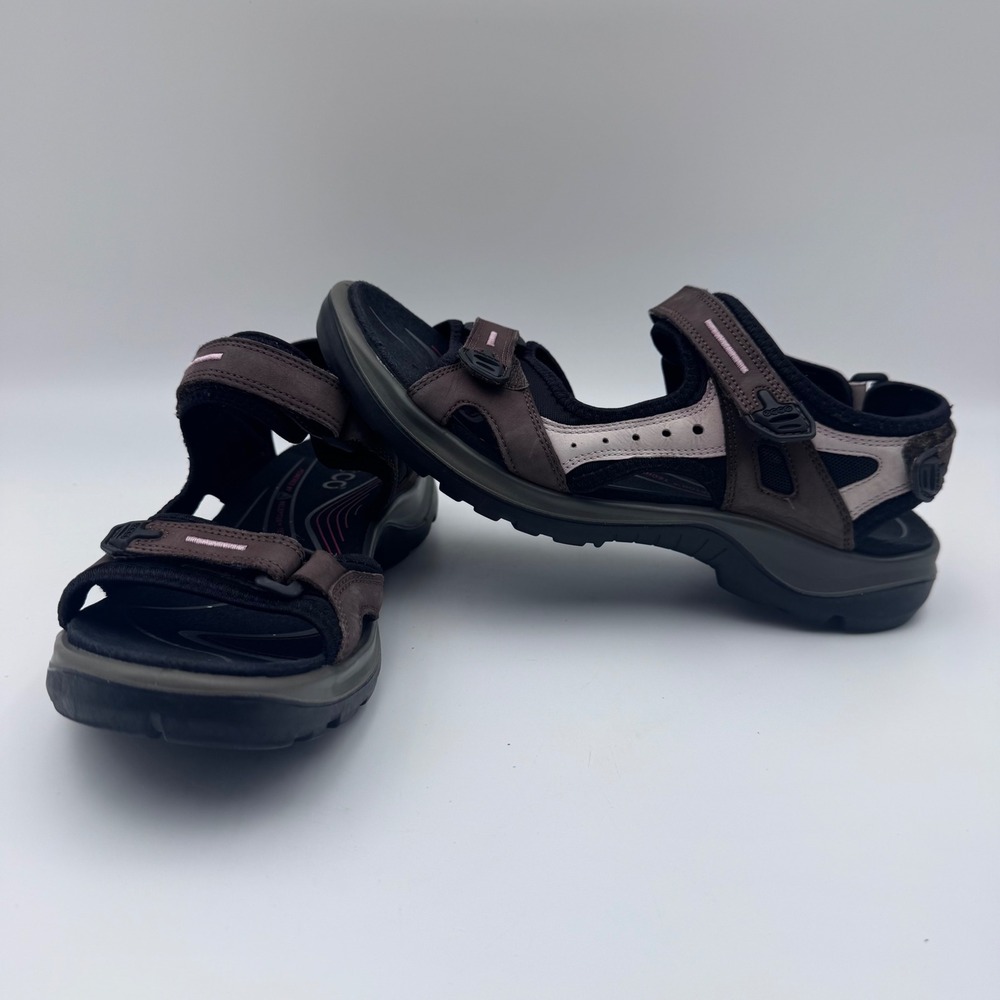 ECCO Yucatan Womens Brown Taupe Leather Hiking Sandals Size 40 US 9-9.5